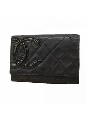 Chanel Wallet Cambon Lambskin Black Silver